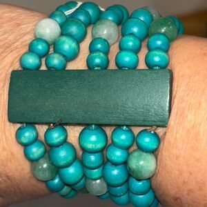 J.Jill stretch bracelet wrap green beaded multi layered